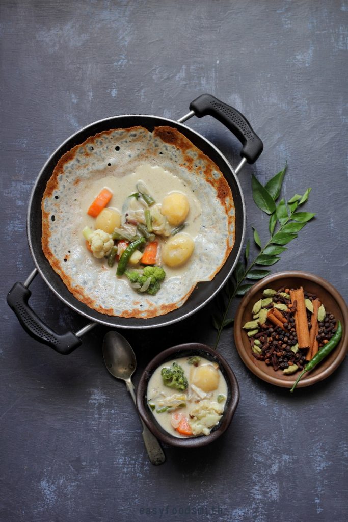 MALABAR VEG ISHTU w/ APPAMS & SET DOSA (Vegetable Stew with Fermented