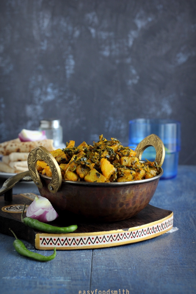METHI ALOO – मेथी आलू की सब्जी (Stir Fried Fenugreek Greens w/ Potatoes)